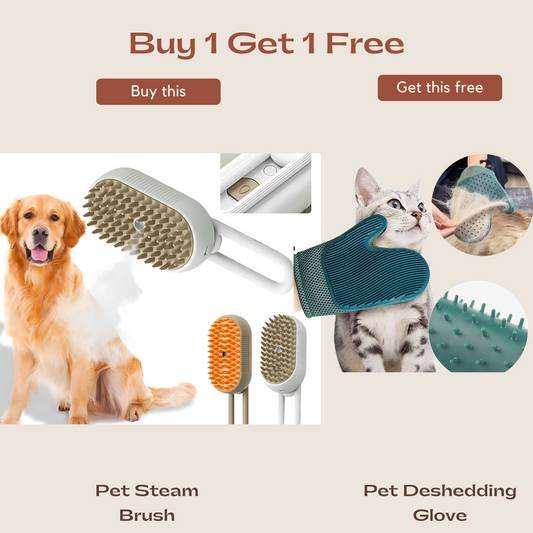 3 in 1 Pet Steamy Brush and Steamer with FREE Pet Deshhedding Glove