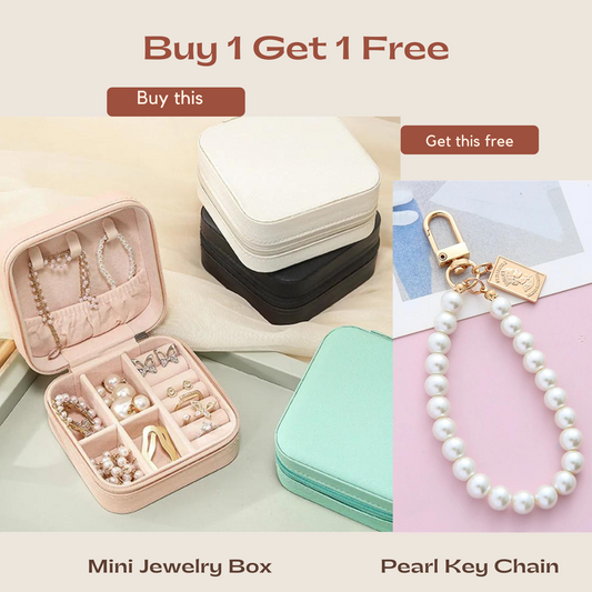 Portable Mini Jewelry Storage Box with FREE Simulated Pearl Key Chain