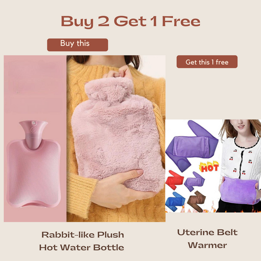 Rabbit-like Plush Hot Water Bottle with FREE Uterine Belt Warmer