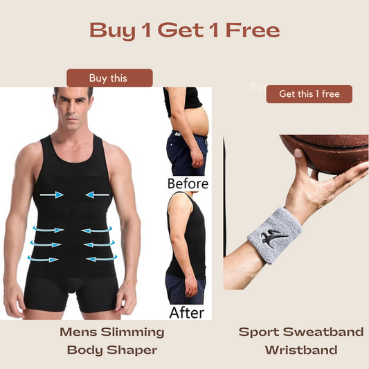 Men's Slimming Elastic Body Shapewear Vest with FREE Unisex Sport Sweatband Wristband