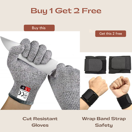 Cut Resistant Gloves with FREE Wrap Band Strap Safety