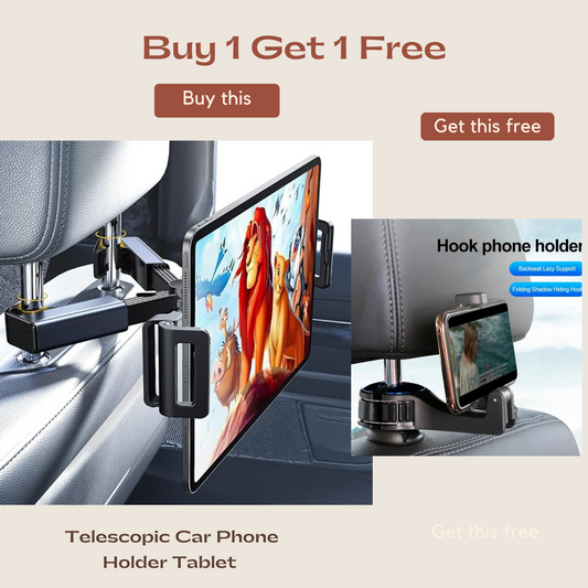 Telescopic Car Phone Tablet Holder  with FREE Hook Phone Holder