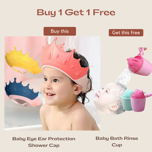 Baby Eye Ear Protection Shower Cap with FREE Baby Bath Rinse Cup