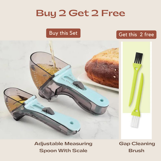2 Packs Adjustable Measuring Spoon  with FREE Gap Cleaning Brush