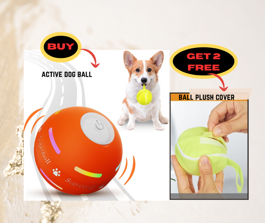 Interactive Pet Rolling Ball with FREE 2 Tennis Ball Push Cover