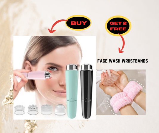 4-in-1 Micro Vibration Electric Facial Massager with FREE 1 Pair Face Wash Wristbands