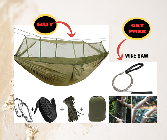 2 Person Portable Waterproof Camping Hammock With Mosquito Net and FREE Wire Saw