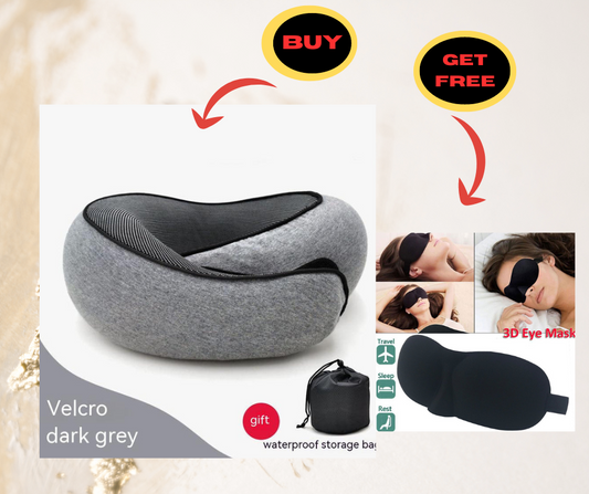 Portable Memory Foam Travel Neck Pillow with FREE Waterproof Bag & 3D Eye Mask