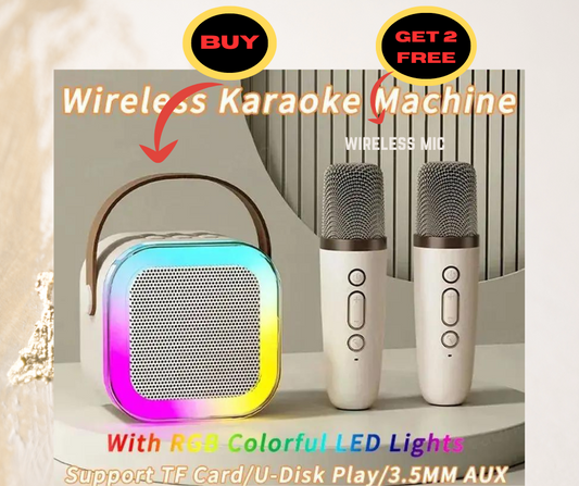 K12 RGB Ambient Lighting Bluetooth Speaker Karaoke with FREE 2 Microphone