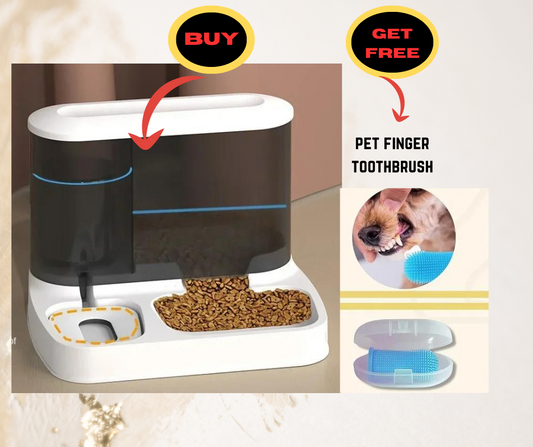2 in 1 Pet Automatic Feeder with FREE Pet Finger Toothbrush