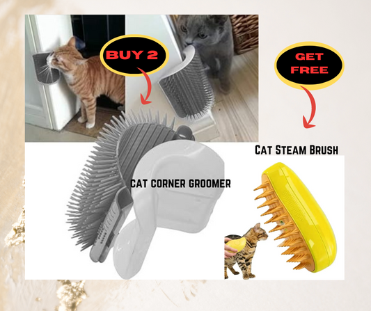 2PCS Cat Self Corner Groomer with FREE Cat Steam Brush