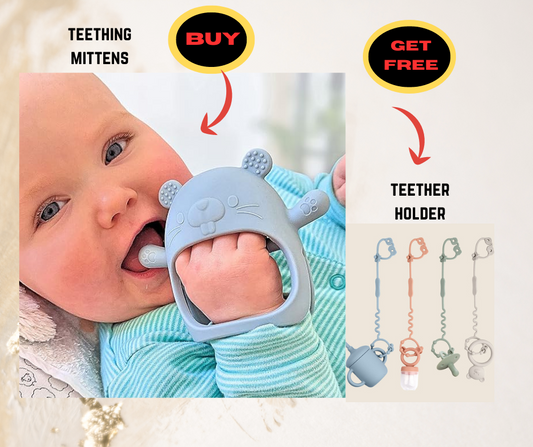 Teething Mitten for Babies with FREE Teether Holder