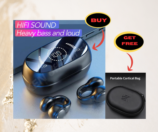 High Quality Bone Conduction Bluetooth Earbuds with FREE Oval PU Storage Bag