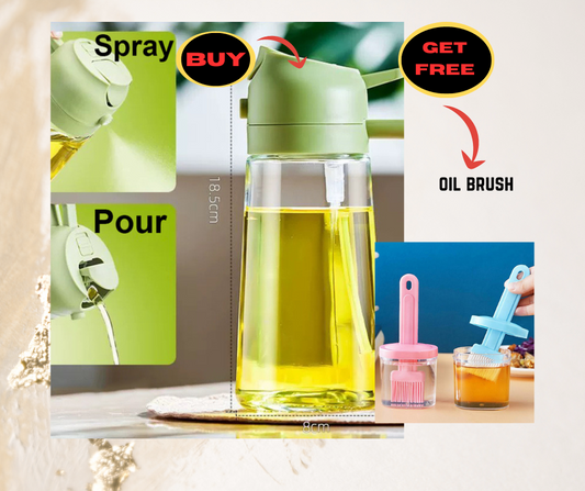 2 in 1 Olive Oil Sprayer Dispenser Bottle with FREE Oil Brush