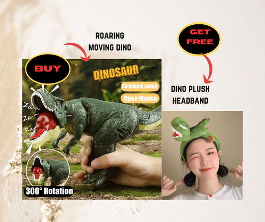 Roaring Light Moving Dinosaur with FREE Dino Plush Headband