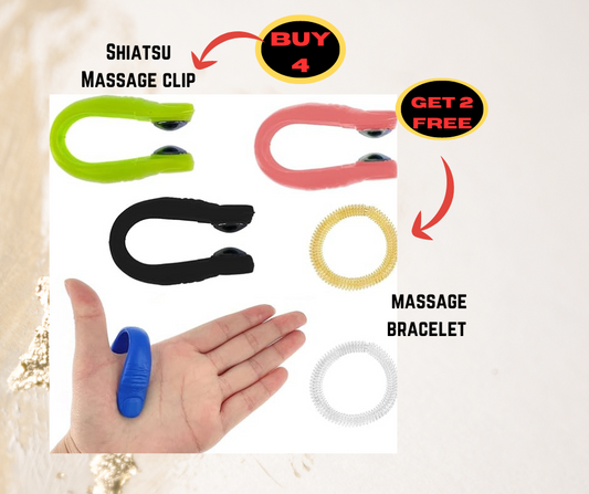 4pcs Shiatsu Clip (Thumb Type) with 2pcs Massage Spring Bracelet