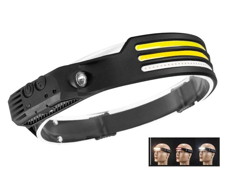 Induction Headlamp COB LED Head Lamp with Built-in Battery Flashlight USB Rechargeable Head Lamp 5 Lighting Modes Head Light