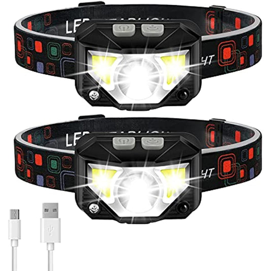 LHKNL 1200 Lumen Ultra-Light Rechargeable Headlamp – 2-Pack